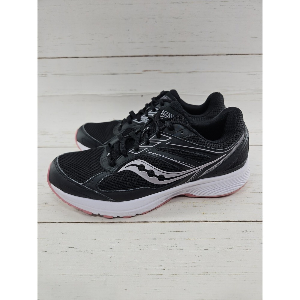 Saucony Cohesion 14 Athletic Running Shoes Womens 9.5 Wide Black Pink S10628-1